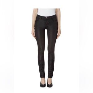 J Brand Women's Super Skinny Coated Black Lace Jeans - Black Size 25